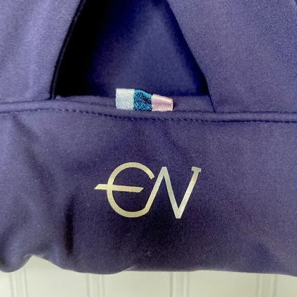 Enavant Sport Calypso Sports Bra Med Blue White Stripe Wide Criss Cross Straps - Picture 4 of 7